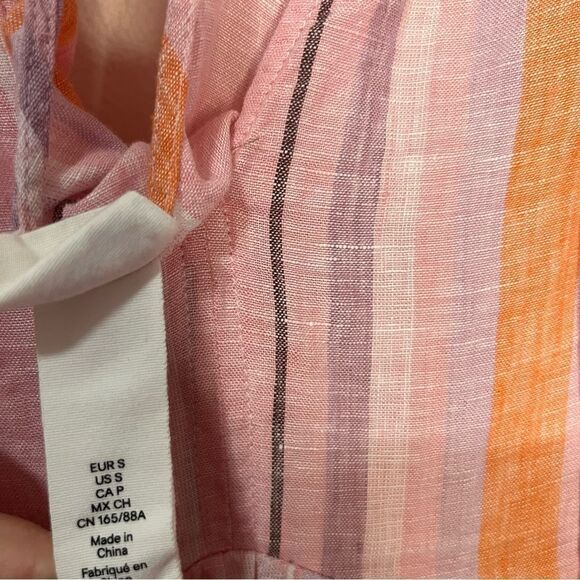 Lemlem X H&M Pink Linen Stripe Mini Short Dress Women's Size S - Picture 11 of 12